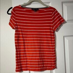 Eddie Bauer Red and White Striped Short Sleeve Tee